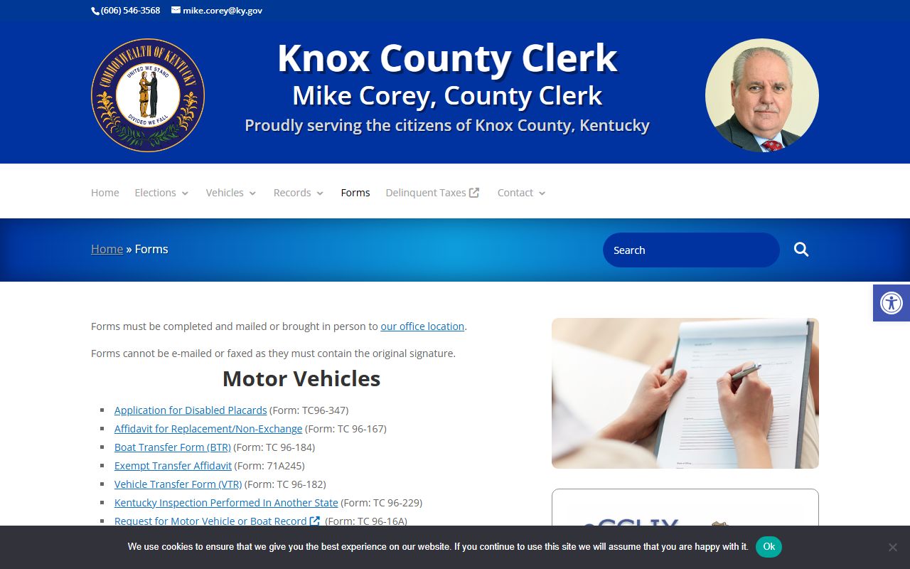 Knox County clerk records county clerk forms page