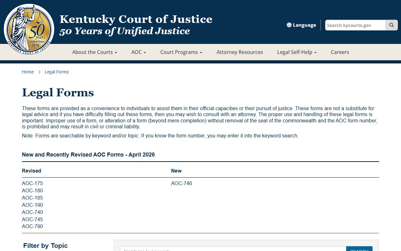 Knox County court records Kentucky legal forms landing page