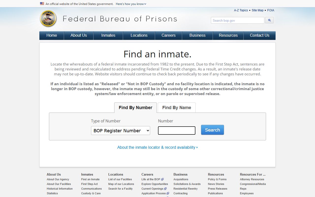Knox County inmate records Federal Bureau of Prisons locator